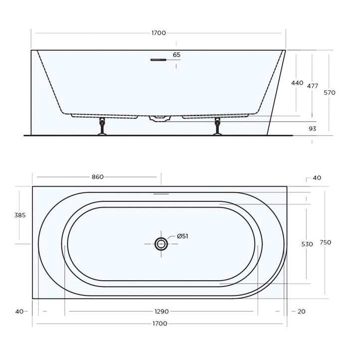 Eco Corner Overflow Bathtub Gloss White 1400-1700mm