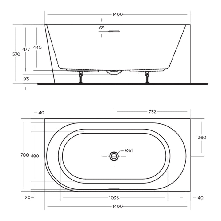 Eco Corner Overflow Bathtub Gloss White 1400-1700mm