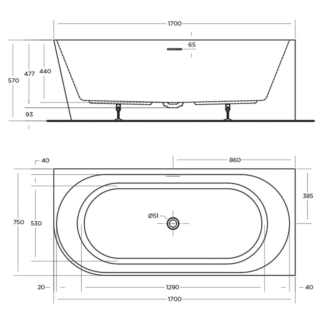 Eco Corner Overflow Bathtub Gloss White 1400-1700mm