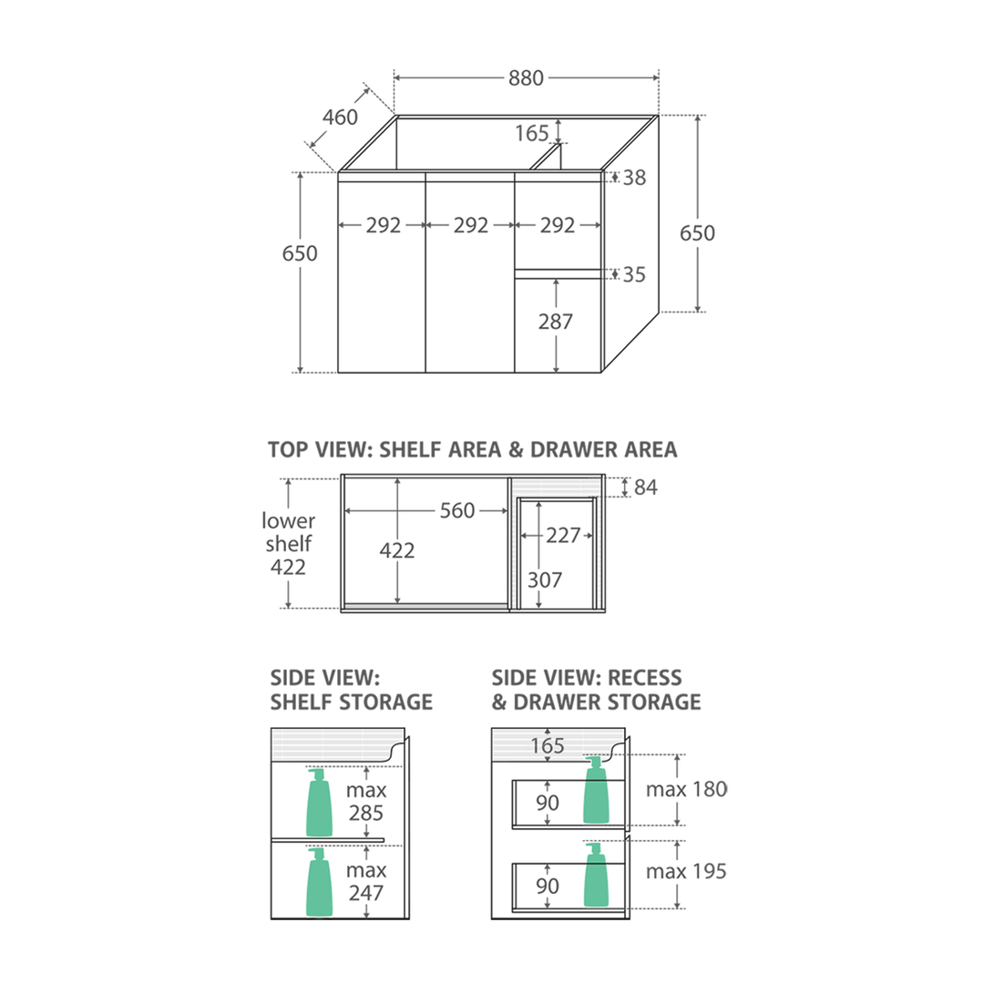 Edge Industrial Wall Hung Vanity (600-1500mm)