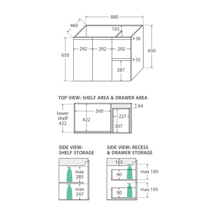 Edge Industrial Wall Hung Vanity (600-1500mm)