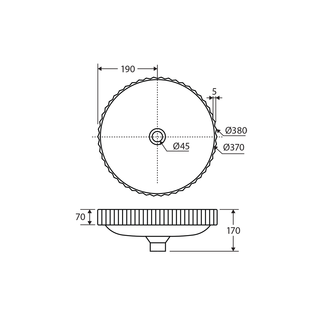 Eleanor Fluted Round Semi-Inset Basin