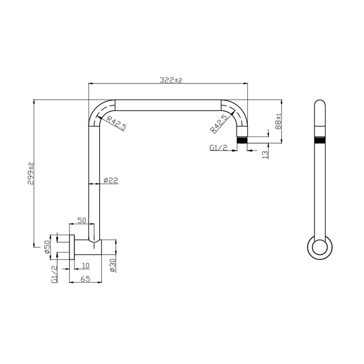 Eli Round Gooseneck 90 Degree Shower Arm