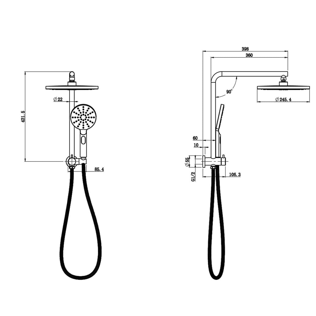 Eli Round Mini Twin Rainhead Handset Shower Set