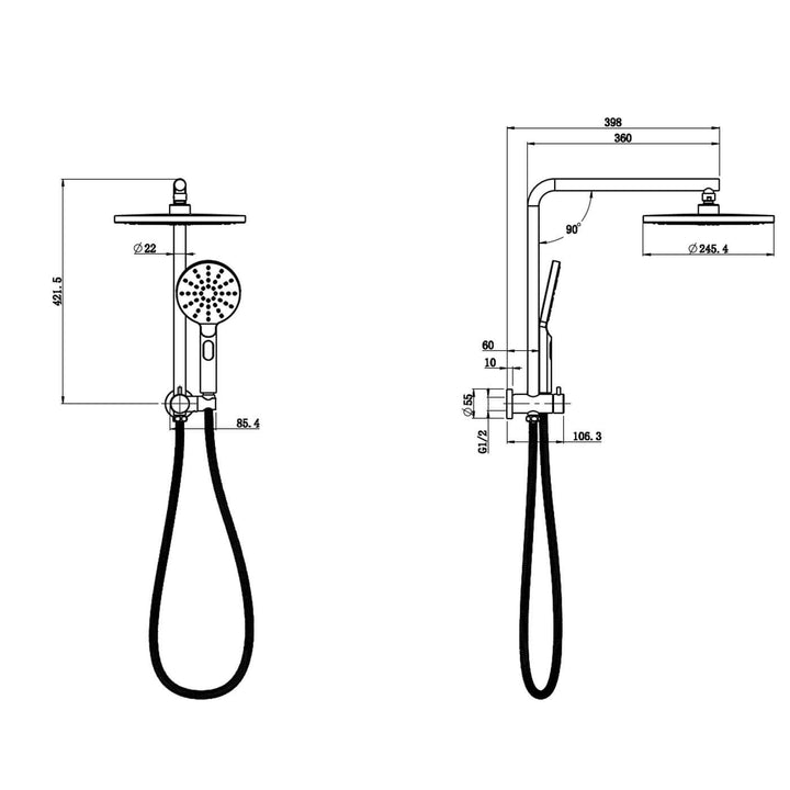 Eli Round Mini Twin Rainhead Handset Shower Set