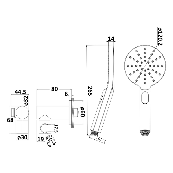 Eli Round Removable Shower Handset