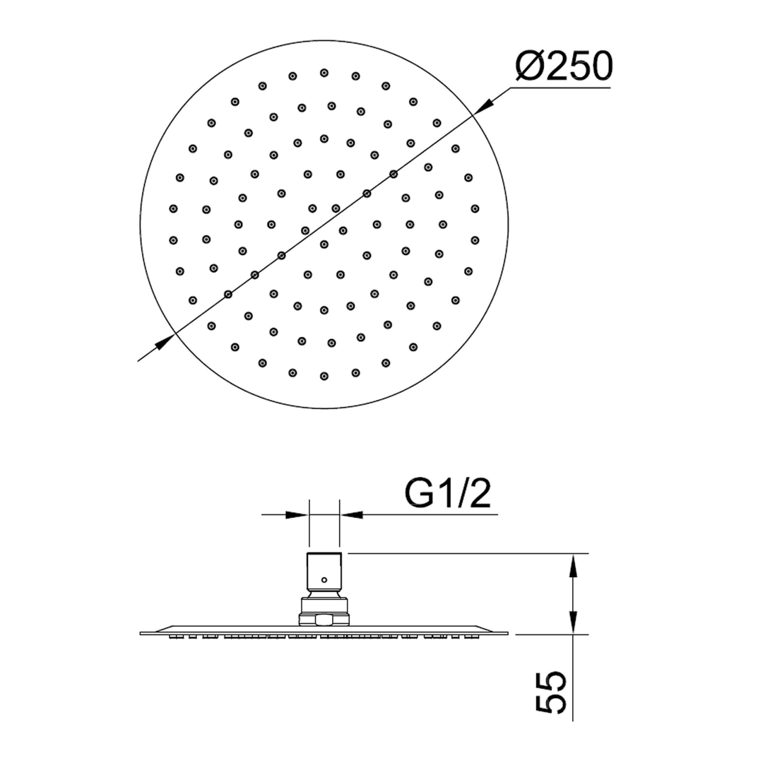 Eli Stainless Steel Thin Round Shower Head 250mm