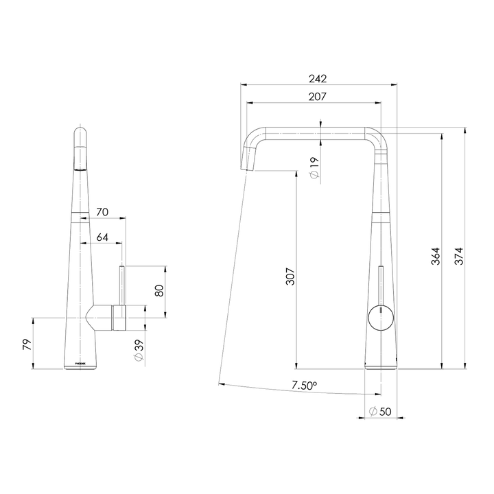 Erlen Swivel Squareline Sink Mixer