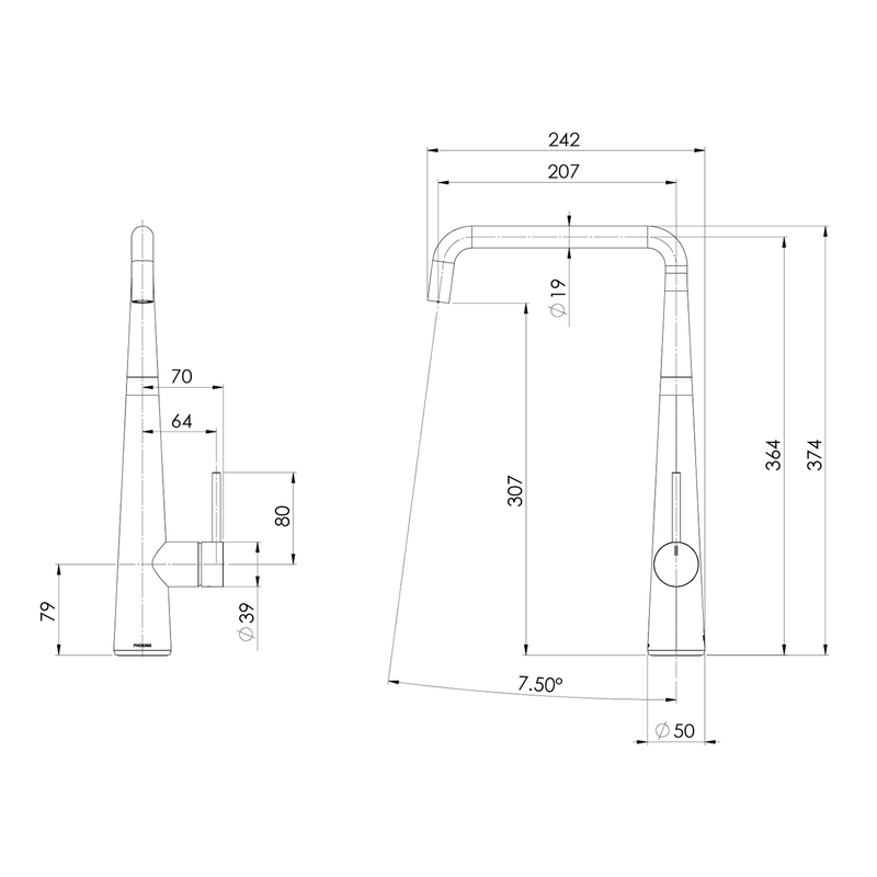 Erlen Swivel Squareline Sink Mixer