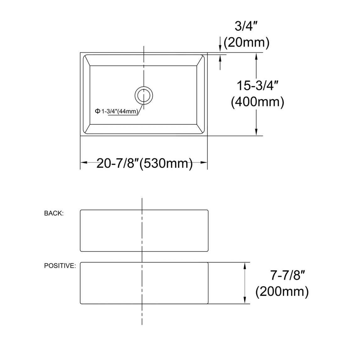 Essentials Single Butler Farmhouse Sink 530x400x200mm