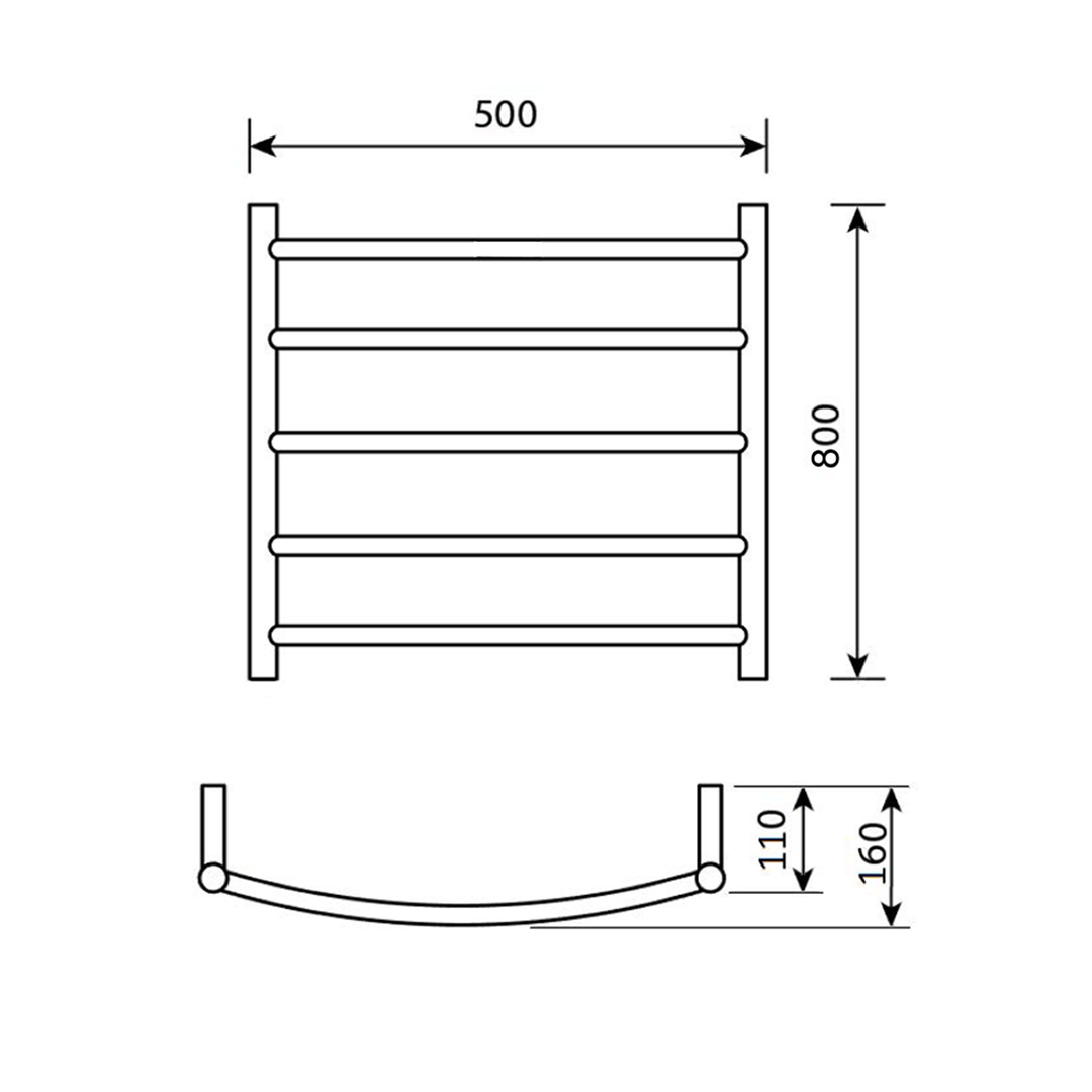 Exclusiv 5 Bar Round Heated Towel Rail