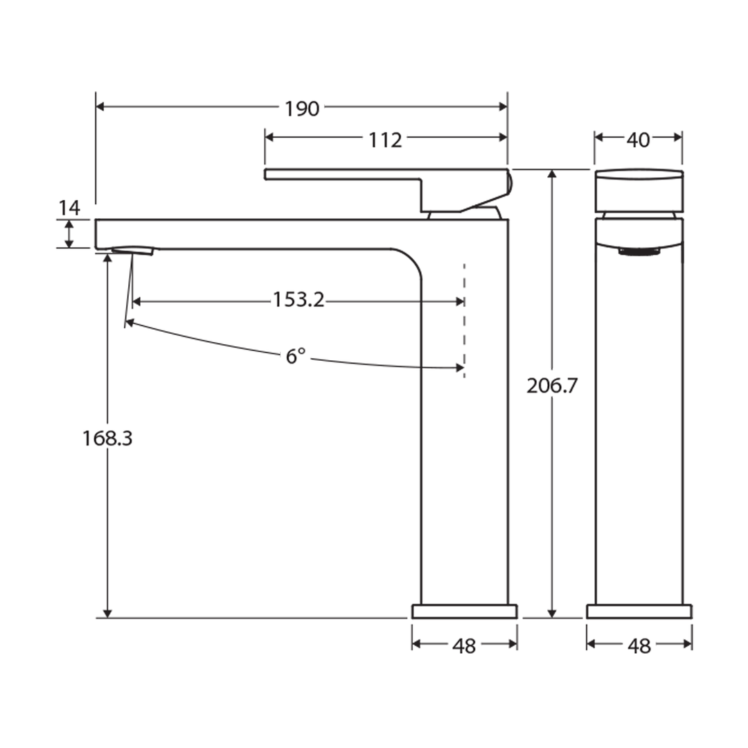 Tono Square Mid Rise Basin Mixer