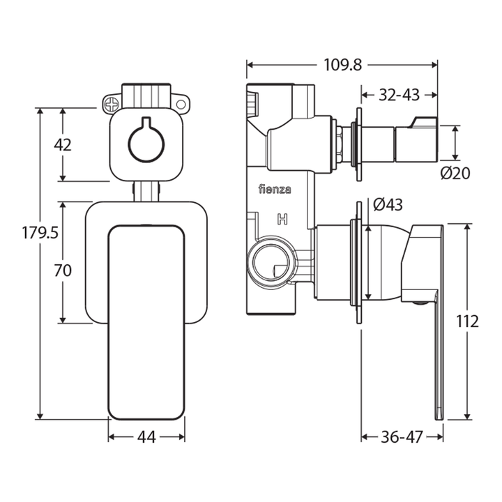 Tono Mini Backplate Shower Diverter Wall Mixer