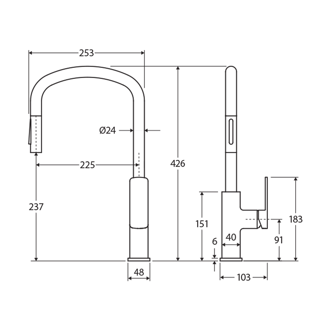 Tono Square Pull Out Sink Mixer