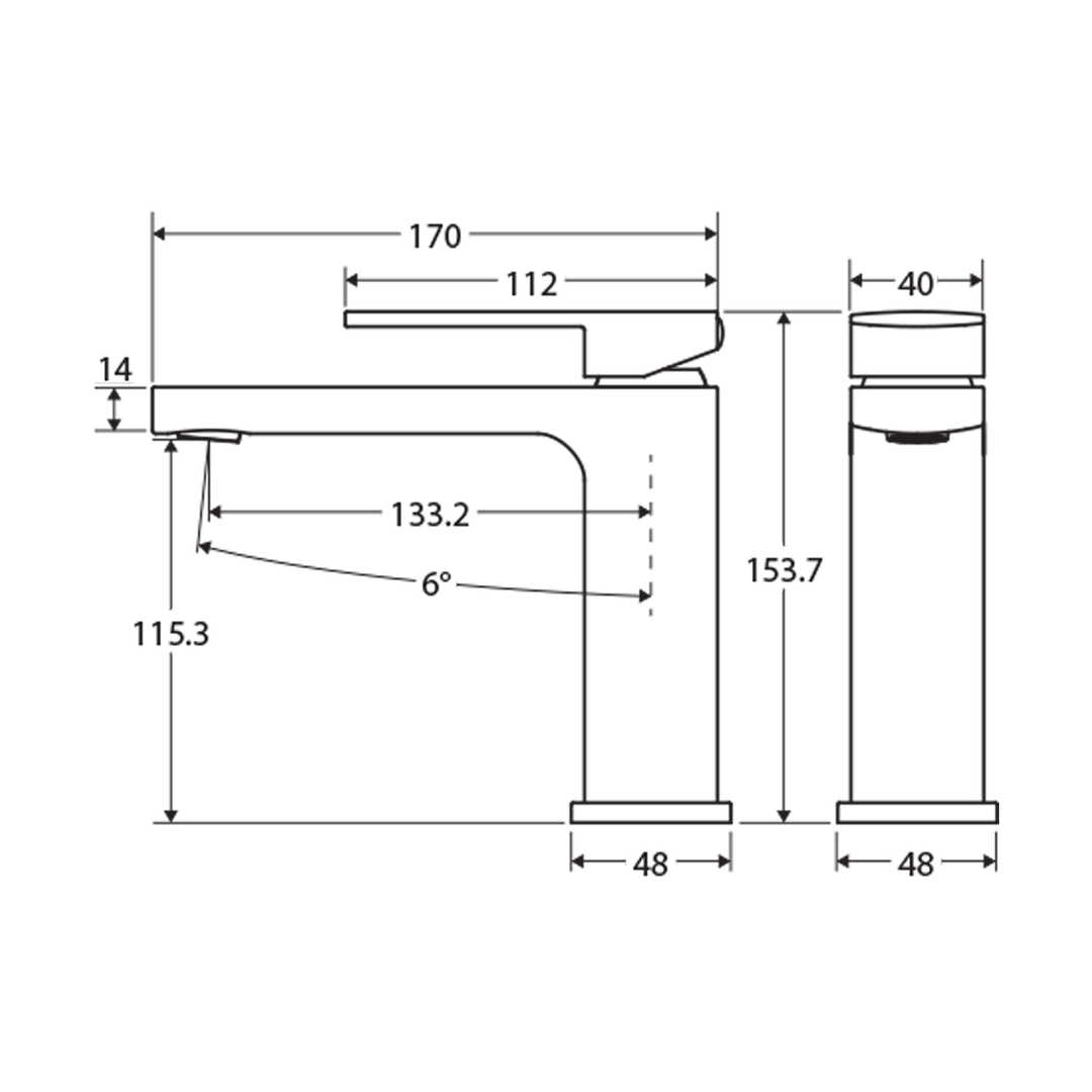 Tono Square Short Basin Mixer