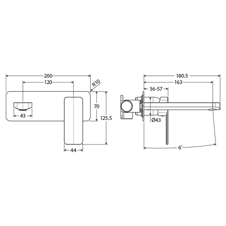 Tono Wide Backplate Wall Mixer Spout Set