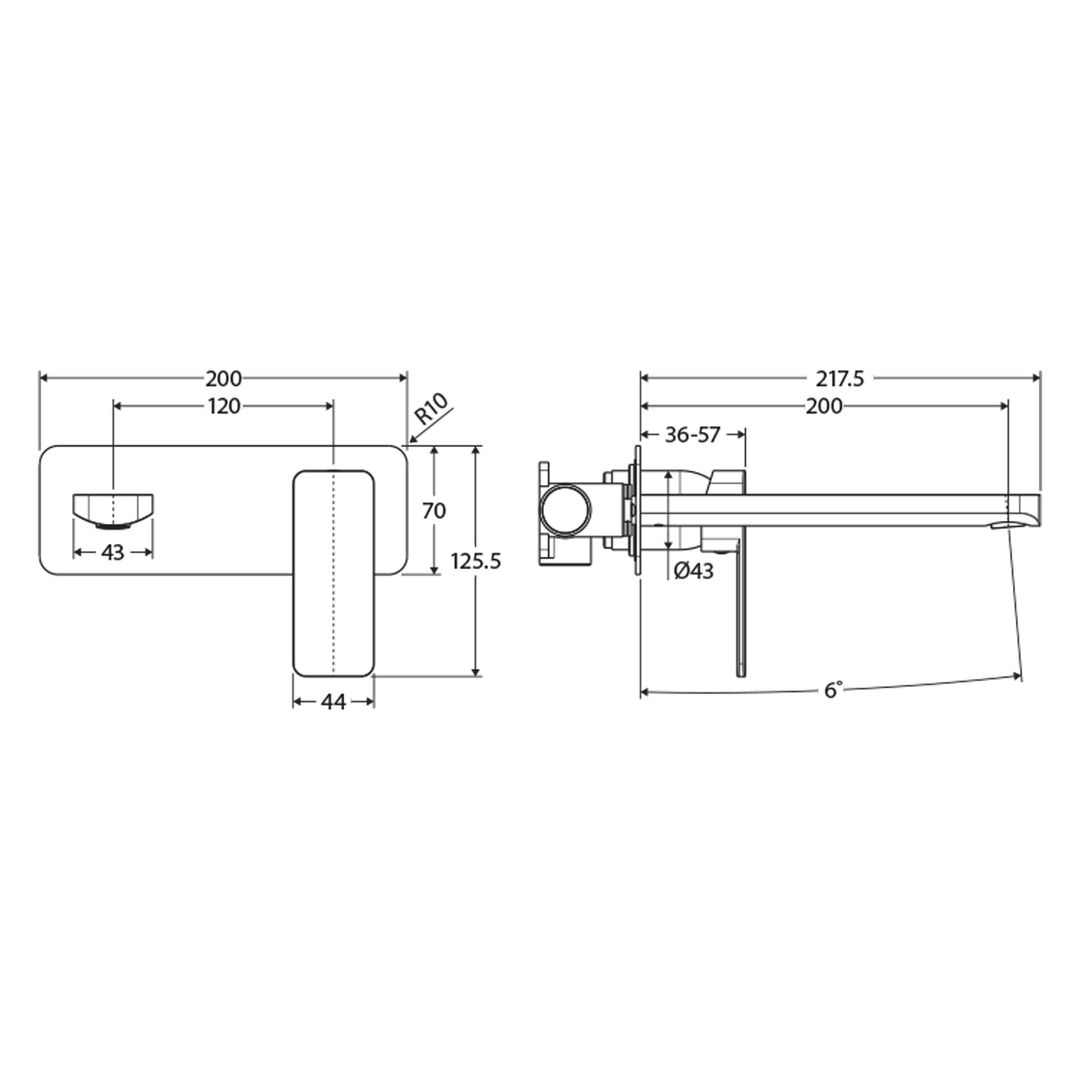 Tono Wide Backplate Wall Mixer Spout Set