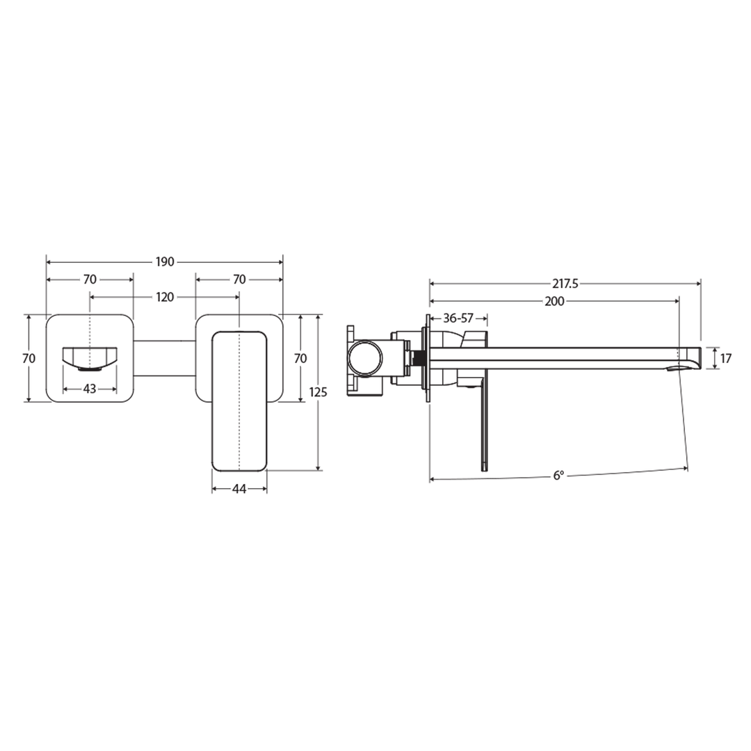 Tono Square Wall Mixer Spout Set