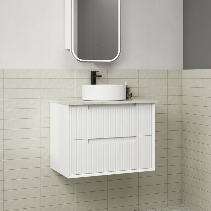 Flauto Fluted Matte White Wall Hung Vanity (600-1800mm)