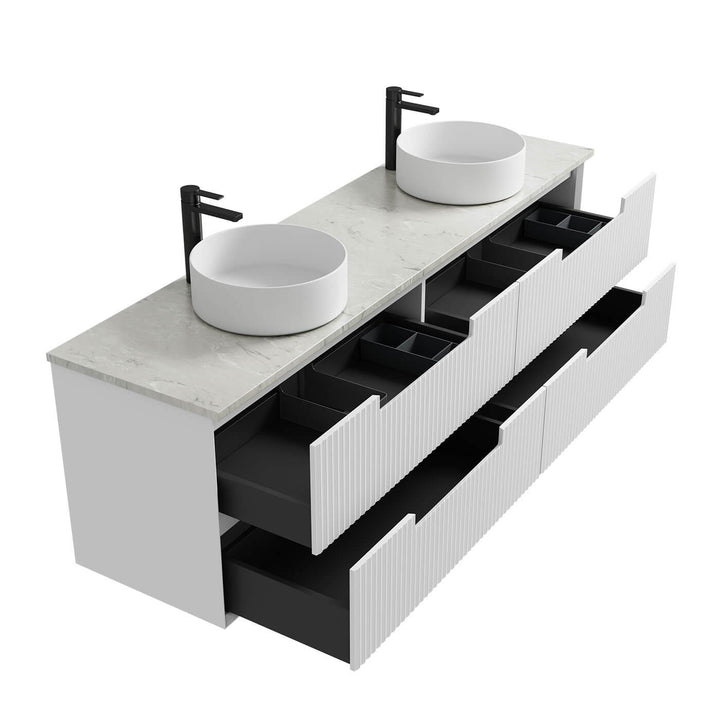 Flauto Fluted Matte White Wall Hung Vanity (600-1800mm)