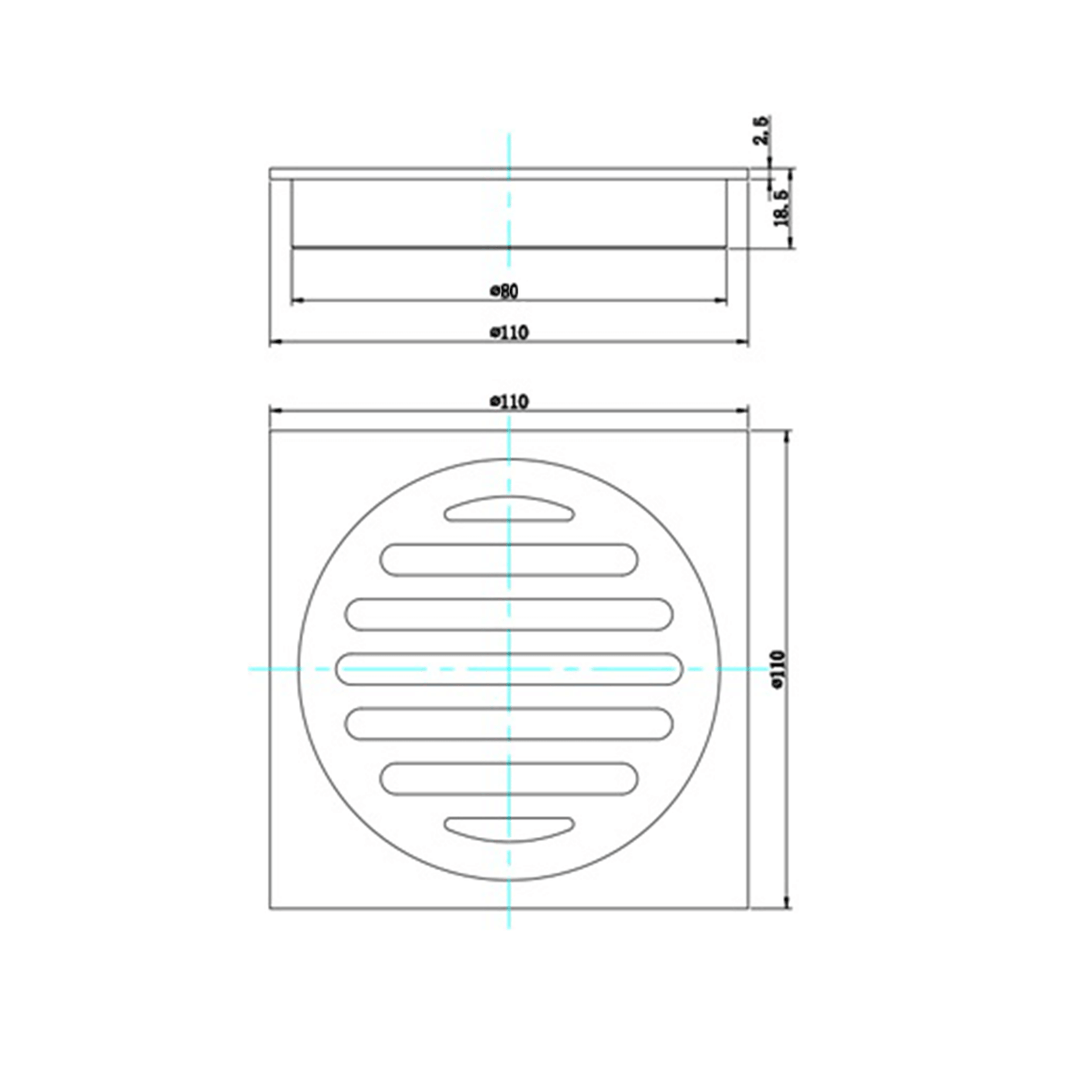 Trade Low Profile Floor Waste 110x110mm