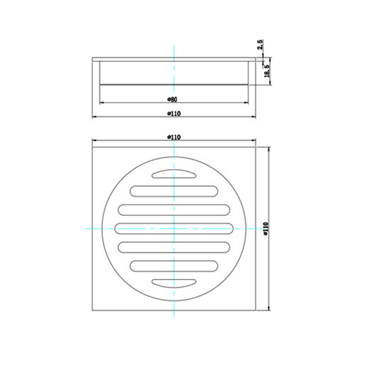 Trade Low Profile Floor Waste 110x110mm