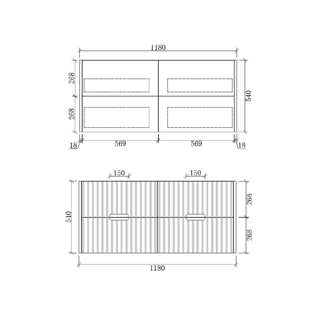 Fluted Wall Hung Ribbed Vanity Matte White (600-1500mm)