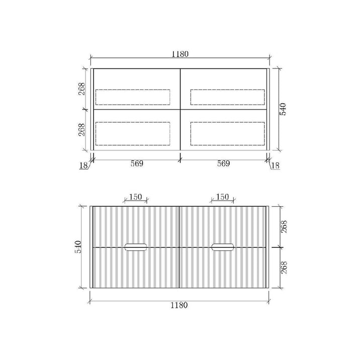 Fluted Wall Hung Ribbed Vanity Matte White (600-1500mm)