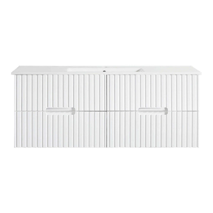 Fluted Wall Hung Ribbed Vanity Matte White (600-1500mm)