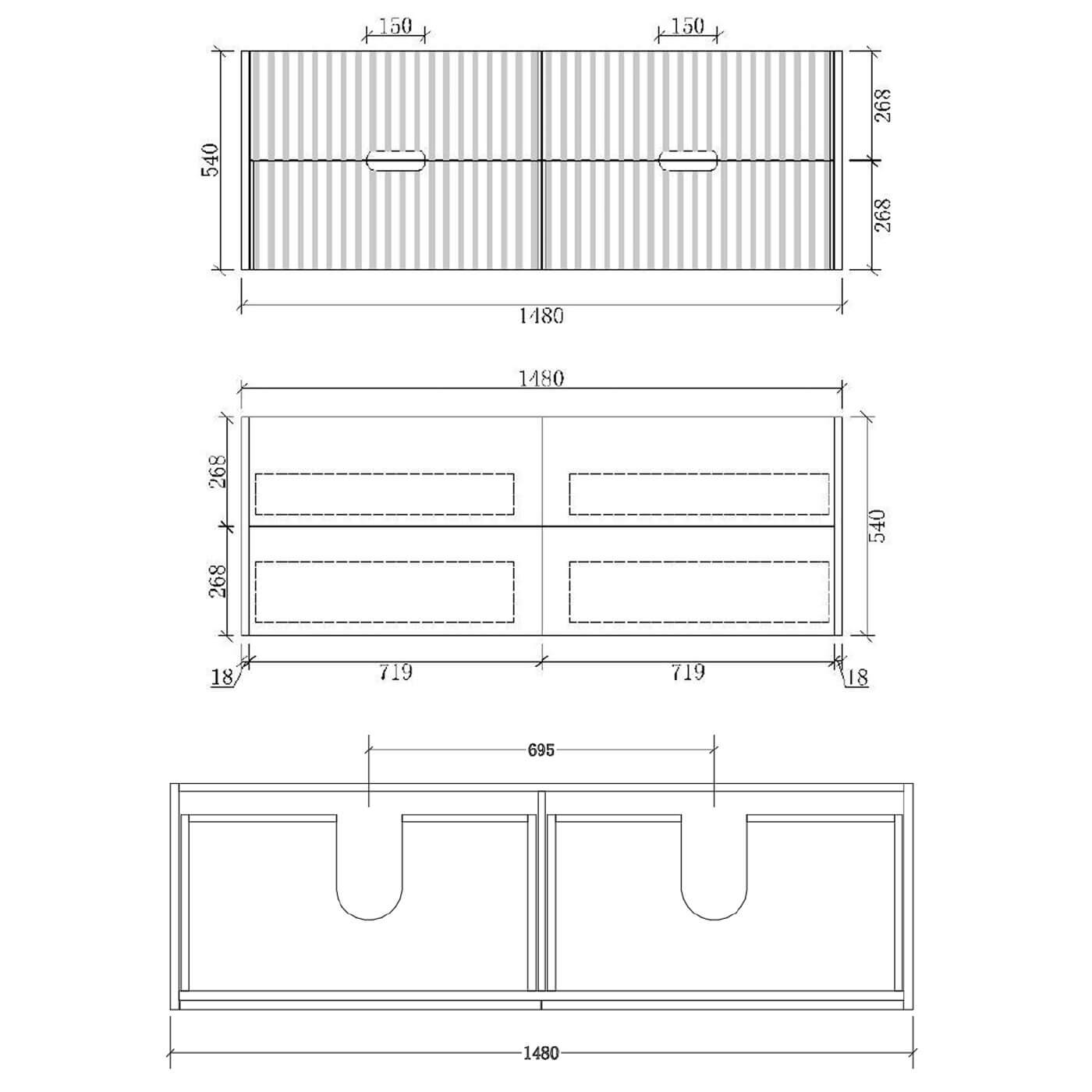 Fluted Wall Hung Bathroom Vanity, Ribbed Matte White Vanity – Sunlight ...