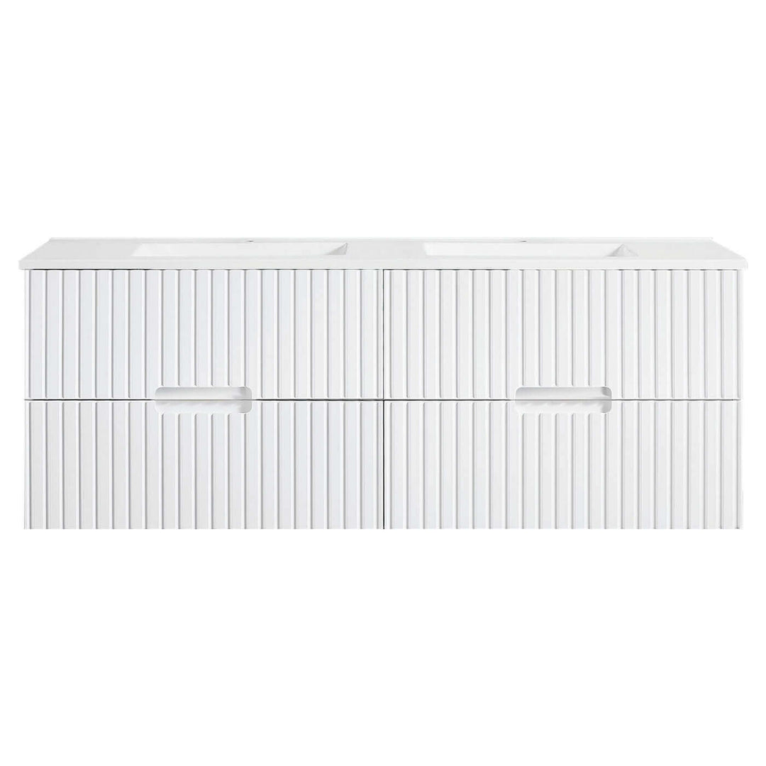 Fluted Wall Hung Ribbed Vanity Matte White (600-1500mm)