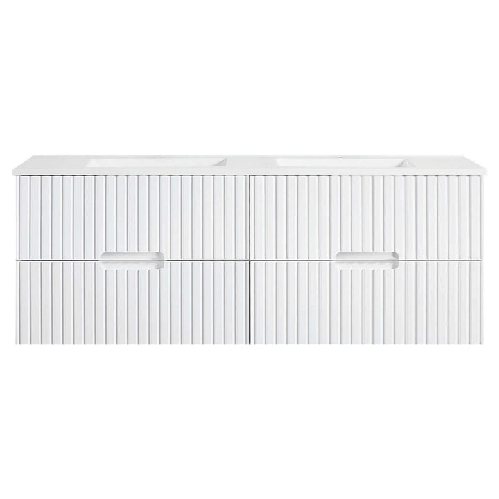 Fluted Wall Hung Ribbed Vanity Matte White (600-1500mm)