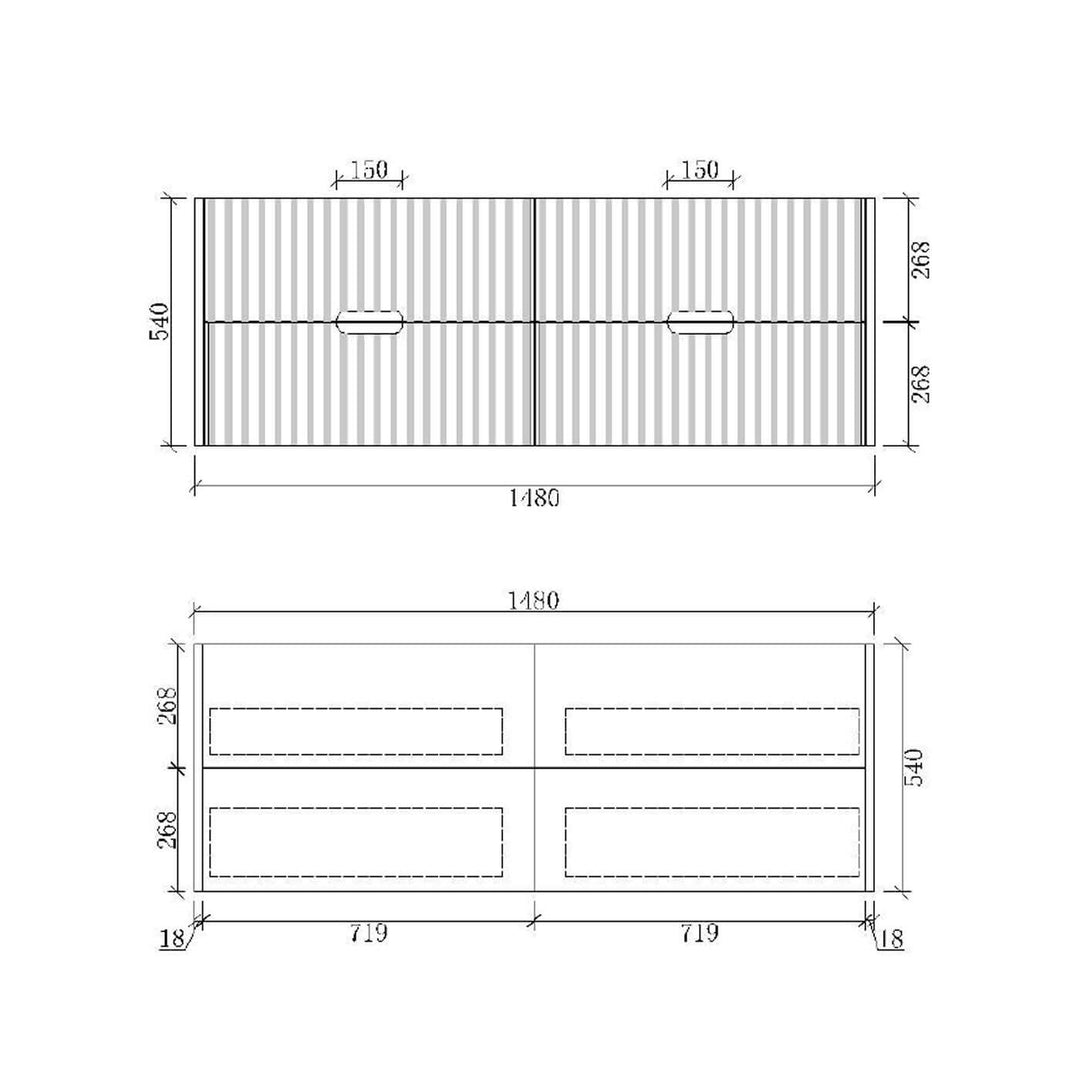 Fluted Wall Hung Ribbed Vanity Matte White (600-1500mm)