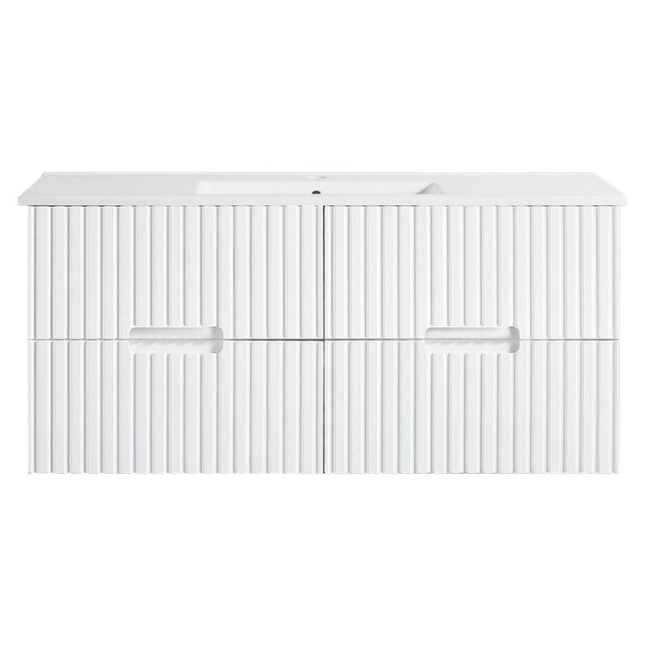 Fluted Wall Hung Ribbed Vanity Matte White (600-1500mm)