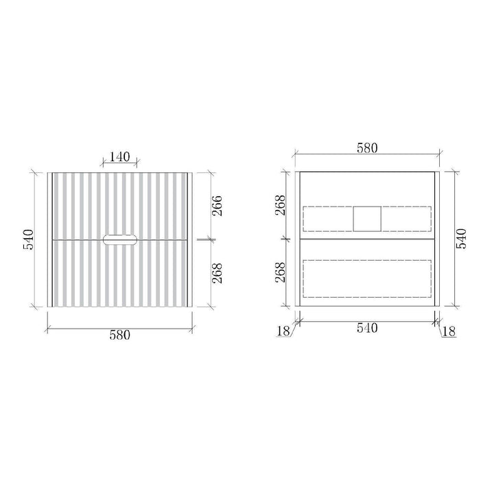 Fluted Wall Hung Ribbed Vanity Matte White (600-1500mm)