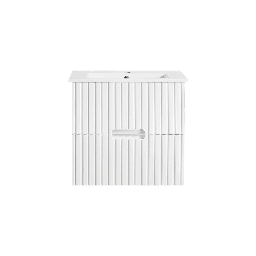 Fluted Wall Hung Ribbed Vanity Matte White (600-1500mm)