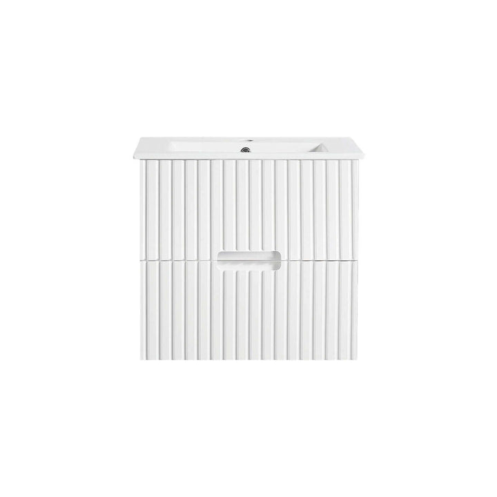 Fluted Wall Hung Ribbed Vanity Matte White (600-1500mm)