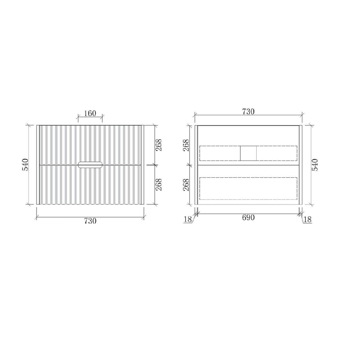 Fluted Wall Hung Ribbed Vanity Matte White (600-1500mm)