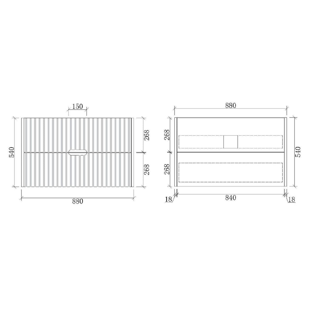 Fluted Wall Hung Ribbed Vanity Matte White (600-1500mm)