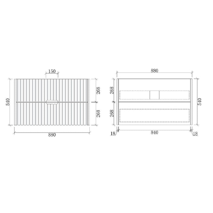 Fluted Wall Hung Ribbed Vanity Matte White (600-1500mm)