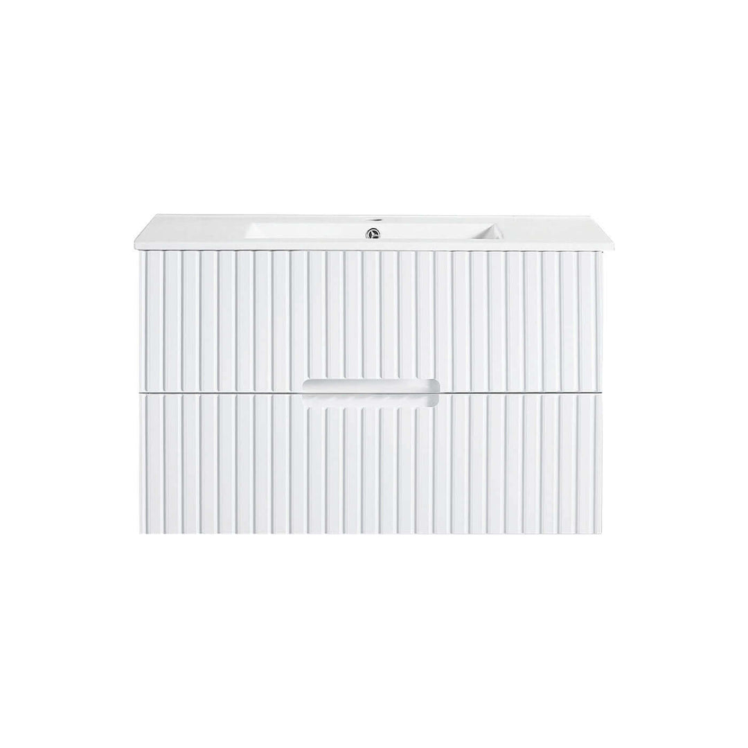 Fluted Wall Hung Ribbed Vanity Matte White (600-1500mm)