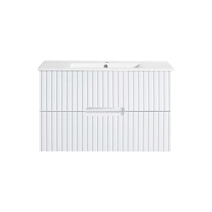 Fluted Wall Hung Ribbed Vanity Matte White (600-1500mm)