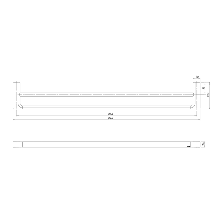 Gloss Double Towel Rail 800mm