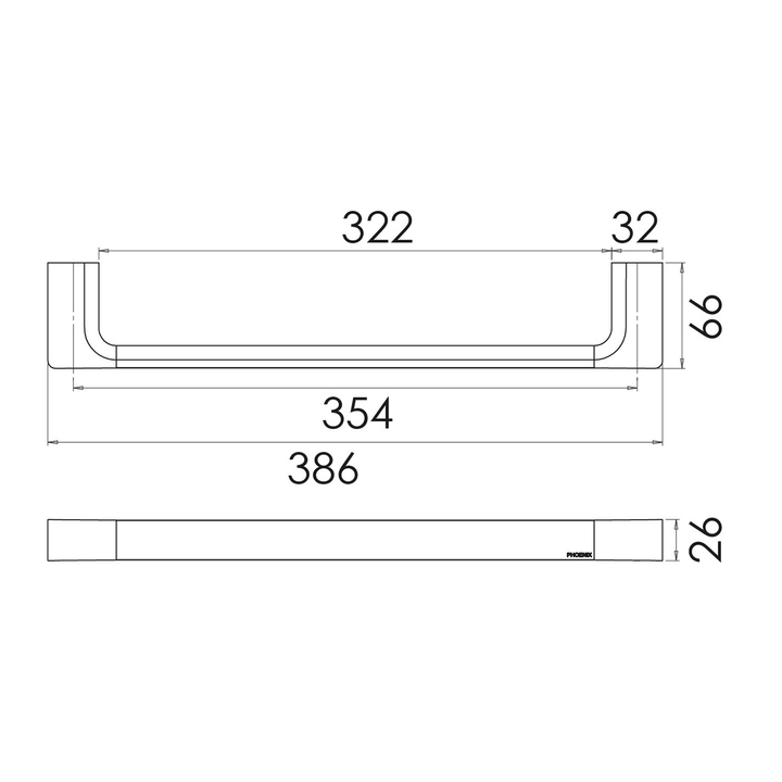 Gloss Hand Towel Rail 320mm