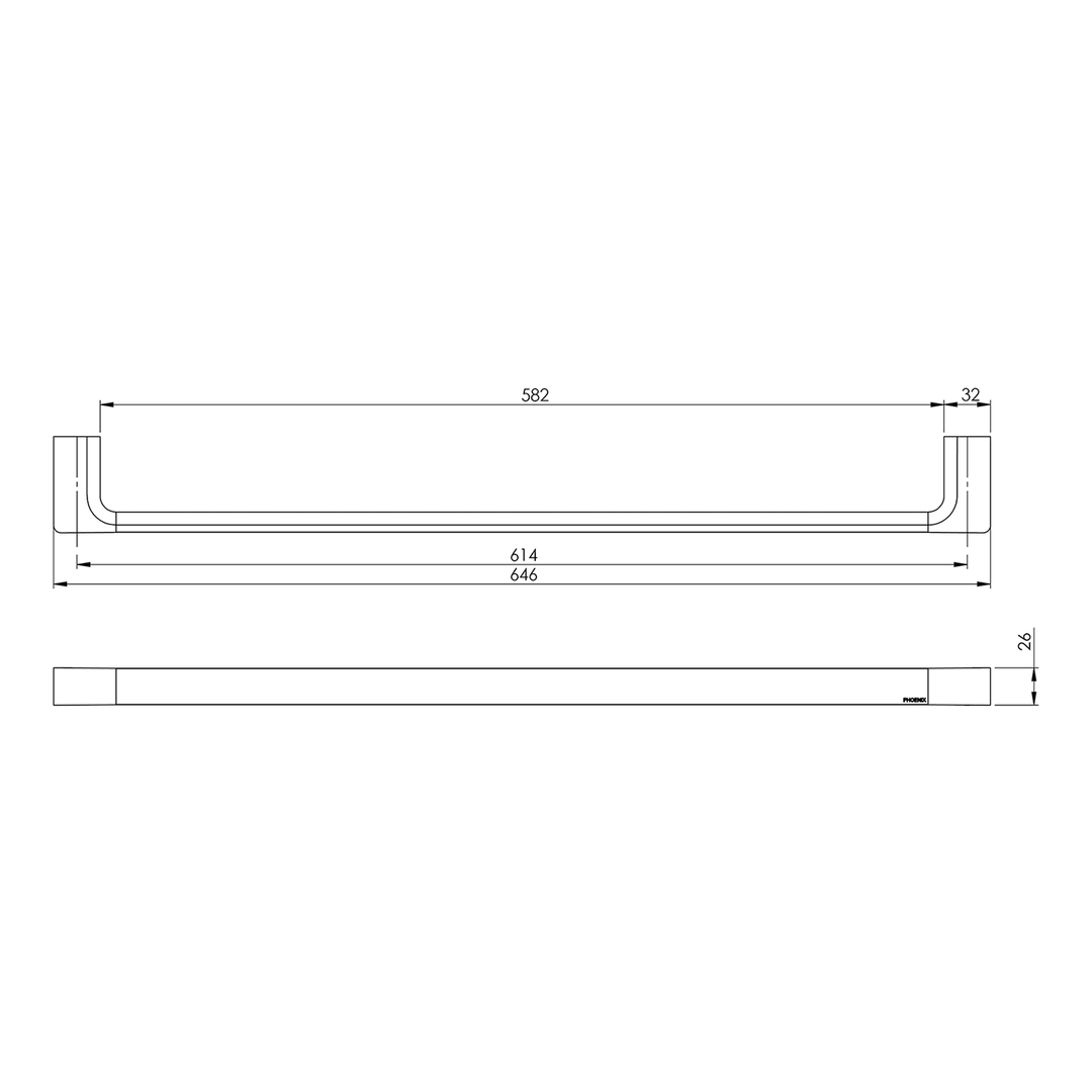 Gloss Single Towel Rail 600-800mm