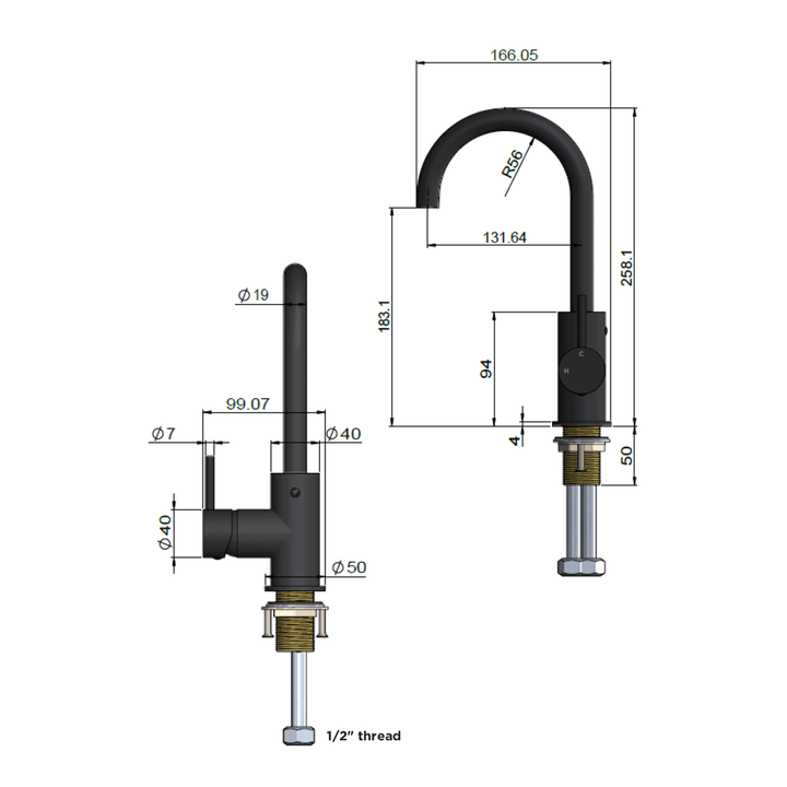 Meir Cold Start Gooseneck Basin Mixer