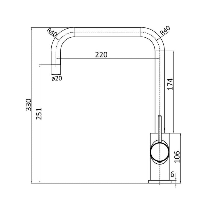 Hali Square Neck Pin Handle Sink Mixer