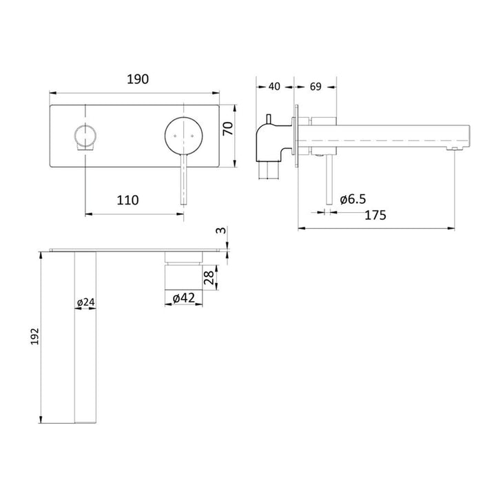 Hali Straight Spout Wall Mixer and Spout Set