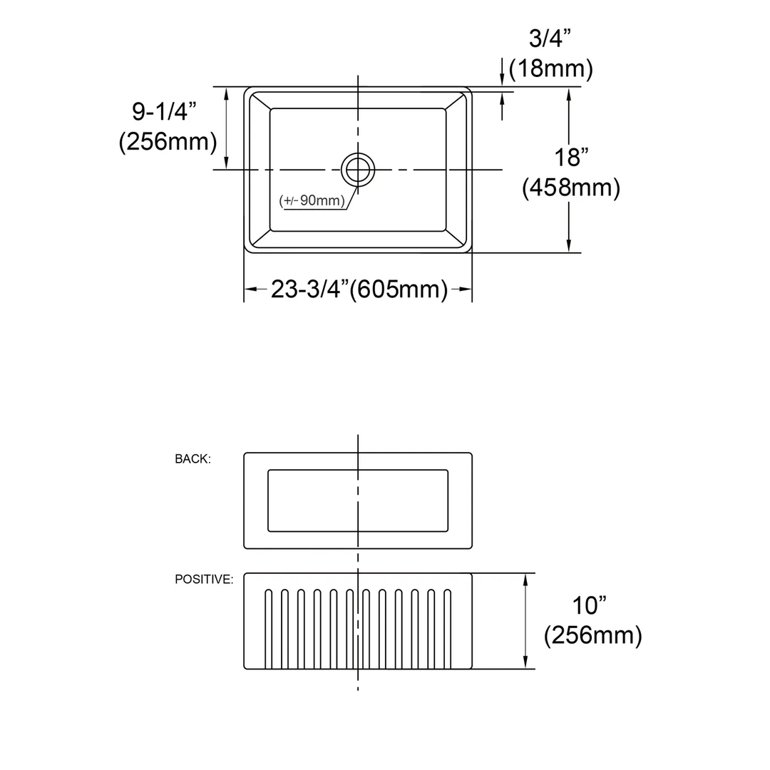 Hampshire Single Butler Farmhouse Sink 605x458x256mm