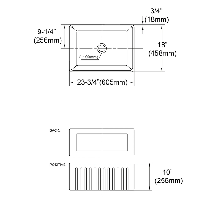 Hampshire Single Butler Farmhouse Sink 605x458x256mm